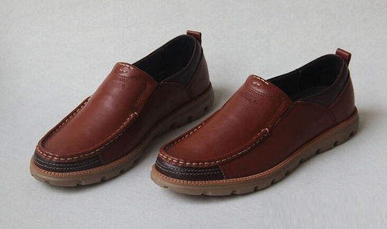 Chaussures décontractées en cuir à grains entiers chaussures de conduite douces et confortables pour hommes