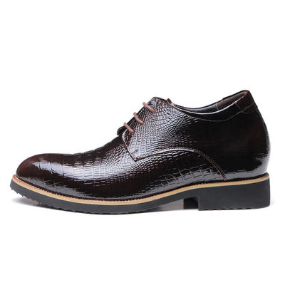 Stealth augmentation de 6 cm chaussures pour hommes d'ascenseur en cuir noir chaussures à dentelle