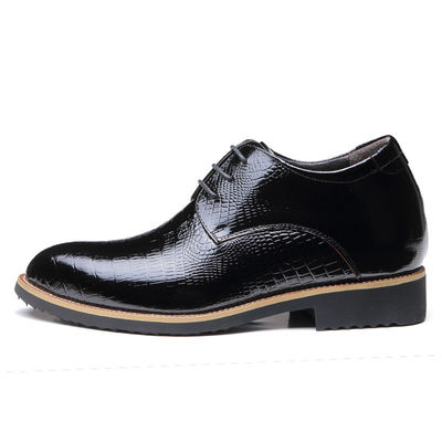 Stealth augmentation de 6 cm chaussures pour hommes d'ascenseur en cuir noir chaussures à dentelle