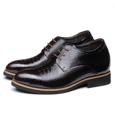 Stealth augmentation de 6 cm chaussures pour hommes d'ascenseur en cuir noir chaussures à dentelle