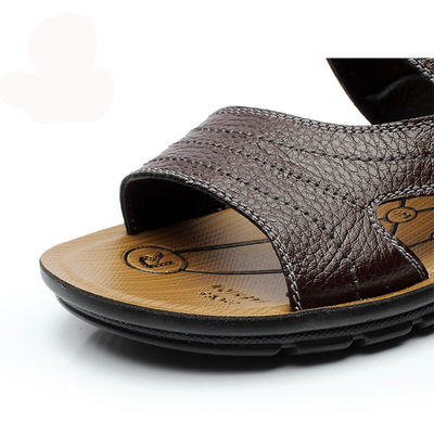 2 en 1 Sandals en cuir faits à la main pour hommes Sandals en chocolat brun pour l'été