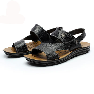 2 en 1 Sandals en cuir faits à la main pour hommes Sandals en chocolat brun pour l'été