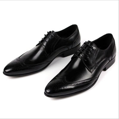 Chaussures en cuir homme à grain entier stylé Brogue Design Chaussures de robe formelle pointues pour hommes