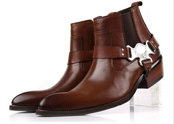 Bottes à chevilles pour hommes personnalisées, chaussures d'hiver, hommes avec chaîne mentale