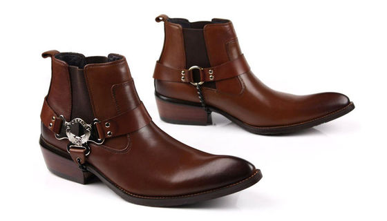 Bottes à chevilles pour hommes personnalisées, chaussures d'hiver, hommes avec chaîne mentale