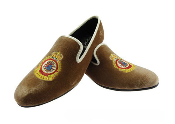 Jaune Royale Jaune Mens Loafers en cuir, Royal brodé Mens Loafers décontractés
