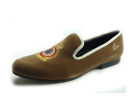 Jaune Royale Jaune Mens Loafers en cuir, Royal brodé Mens Loafers décontractés