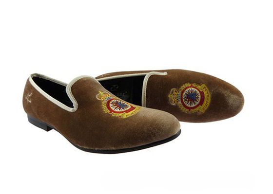 Jaune Royale Jaune Mens Loafers en cuir, Royal brodé Mens Loafers décontractés