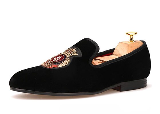 Logo Bretelles de velours brodées de style royal Souliers de velours de luxe pour hommes