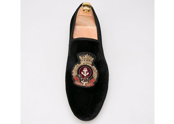 Logo Bretelles de velours brodées de style royal Souliers de velours de luxe pour hommes
