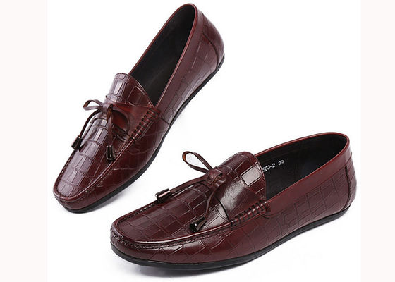 Chaussures en cuir pour hommes anti-dérapants Moccasins à la corde à manches chaussures plates