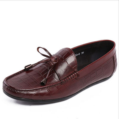 Chaussures en cuir pour hommes anti-dérapants Moccasins à la corde à manches chaussures plates
