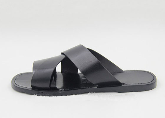 Chaussettes en cuir pour hommes de mode Flip Flops Noir Sandals en cuir pour hommes d'été