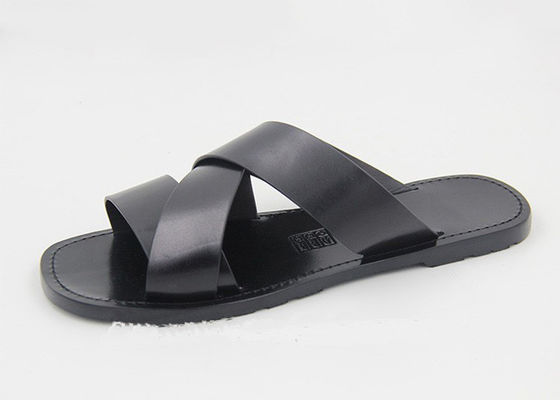 Chaussettes en cuir pour hommes de mode Flip Flops Noir Sandals en cuir pour hommes d'été