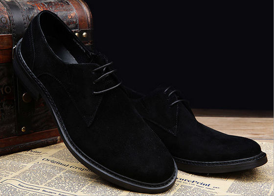 Chaussures de style britannique gris / noir Oxford, cuir pour homme et chaussures de chemise en daim