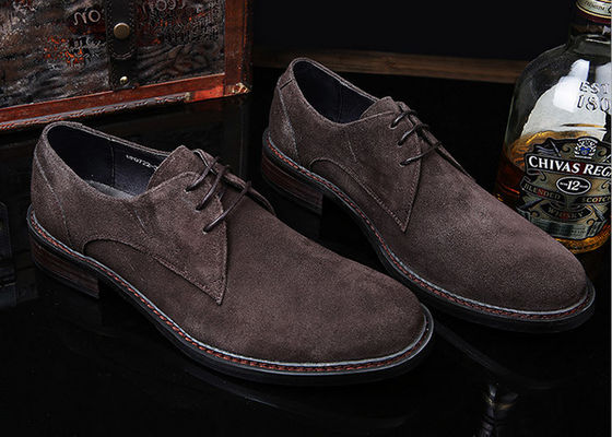 Chaussures de style britannique gris / noir Oxford, cuir pour homme et chaussures de chemise en daim