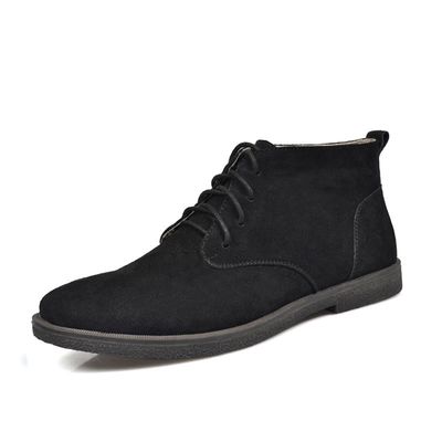 Bottes de désert en suède, en cuir, pour hommes, talons carrés, chaussures à cheville.