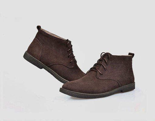Chaussures à talons carrés marron suède désert chaussures à chevilles orteil rond chaussures de luxe de marque vintage