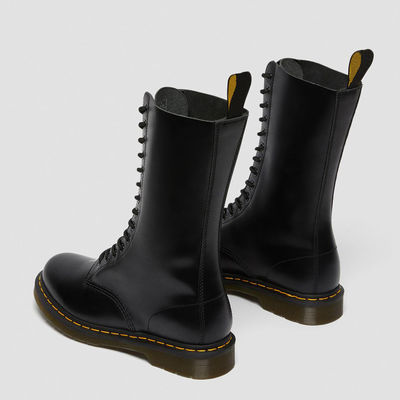 Bottes en cuir pour femmes à orteils ronds Bottes de style militaire noir pour loisirs / affaires
