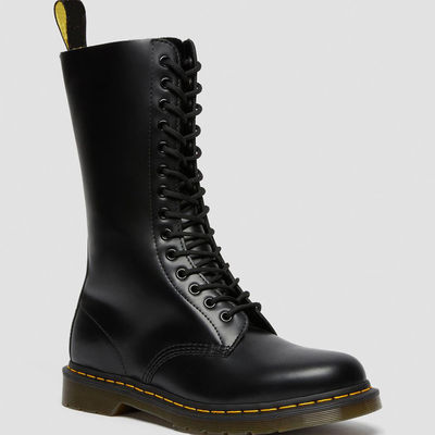 Bottes en cuir pour femmes à orteils ronds Bottes de style militaire noir pour loisirs / affaires