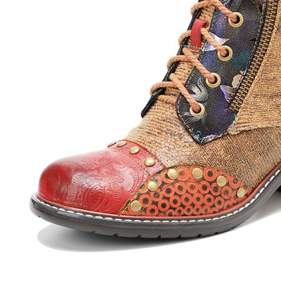 Bottes en cuir brunes pour femmes à talons bas Bottes à talons hauts pour femmes