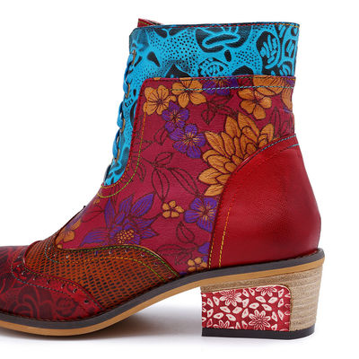 Des bottes de cow-girl en cuir authentique, des bottes de cheville en cuir pour femme, taille grande.