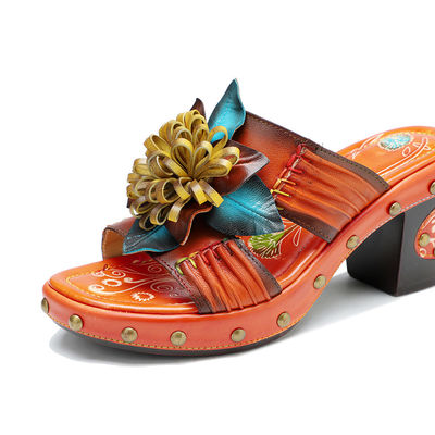 Mode faite à la main Les sandales Les chaussons 3D Les fleurs La plateforme Les chaussures