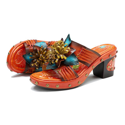 Mode faite à la main Les sandales Les chaussons 3D Les fleurs La plateforme Les chaussures