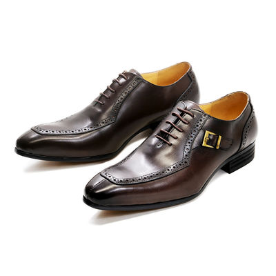 Embossing Patent en cuir pour hommes en tenue de soirée en chaussures brunes approuvées par ODM