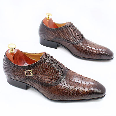 Chaussures en cuir pour hommes à talons bas chaussures pour hommes à orteils pointus chaussures avec faux motif de serpent