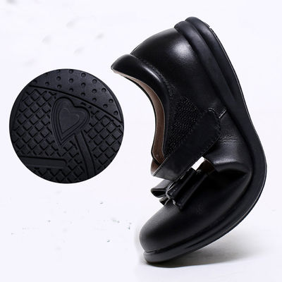 Chaussures d'école en cuir unisexe à talons plats avec lacets semelle en caoutchouc