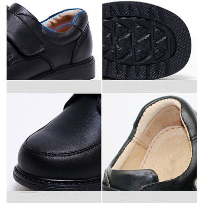 Chaussures d'école en cuir unisexe Noir taille 26-45 Talon plat avec doublure en cuir