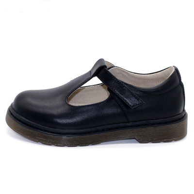 Chaussures d'école en cuir noir personnalisées avec talon plat / semelle en caoutchouc