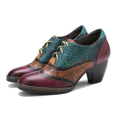Style rétro Les chaussures en cuir pour femmes Les chaussures à semelle en caoutchouc