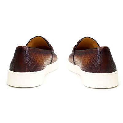 Toutes les saisons Hommes Slip On Sneakers En cuir authentique Chaussures de bateau plat Pour le loisir