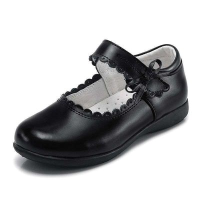 26-45 Chaussures scolaires en cuir noir avec conception de fermeture en lacets