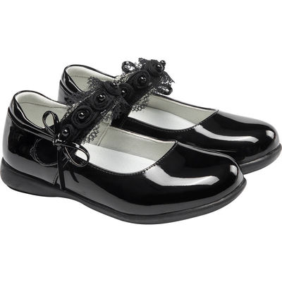 26-45 Chaussures scolaires en cuir noir avec conception de fermeture en lacets