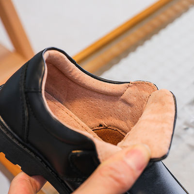 26-45 Chaussures d'école en cuir noir à talons plats et lacets faits