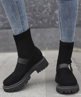 Fabriqué en Italie Bottes en cuir féminin avec haut et bas talon en cuir authentique