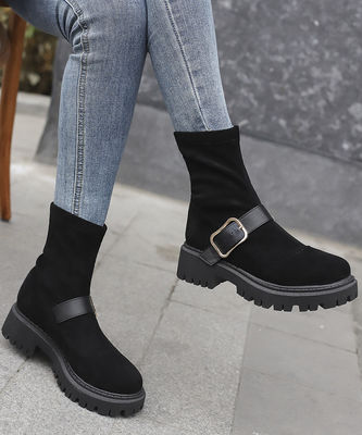 Fabriqué en Italie Bottes en cuir féminin avec haut et bas talon en cuir authentique