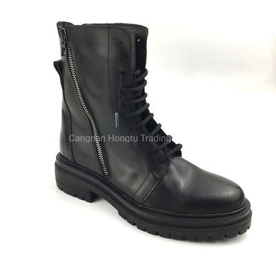 Fabriqué en Italie Bottes en cuir féminin avec haut et bas talon en cuir authentique