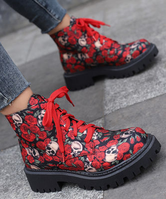 Soule en caoutchouc bottes en cuir pour femmes Noir Bottes de style militaire pour les normes