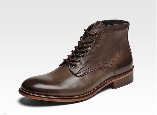 Chaussures en cuir pour hommes d'automne-hiver chaussures en cuir haut chaussures en coton - rembourrée de peluche