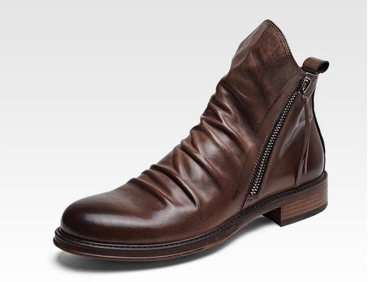 Couleur d'argent Pour hommes Slip On Leather Sneakers Round Toe Confortables chaussures de marche élégantes