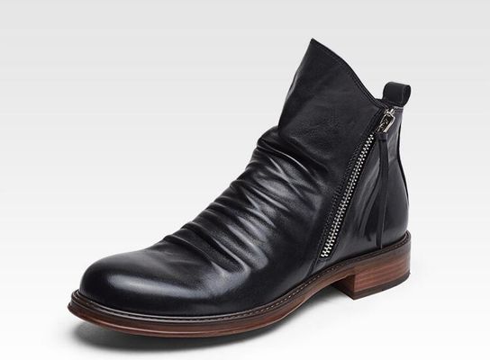 Couleur d'argent Pour hommes Slip On Leather Sneakers Round Toe Confortables chaussures de marche élégantes