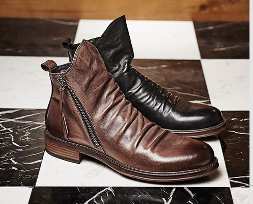 Couleur d'argent Pour hommes Slip On Leather Sneakers Round Toe Confortables chaussures de marche élégantes