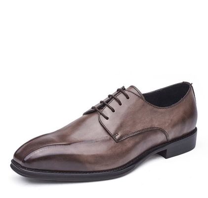 Chaussures en cuir à patents noirs, mâles faits à la main, pieds carrés, hommes rayés
