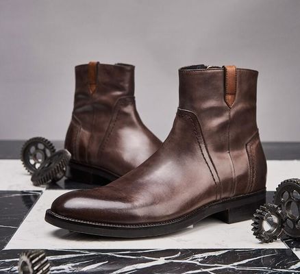 Bottes à cheville pour hommes de loisirs sculptées britanniques à orteils pointus