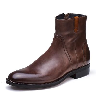 Bottes à cheville pour hommes de loisirs sculptées britanniques à orteils pointus