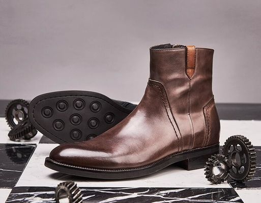 Bottes à cheville pour hommes de loisirs sculptées britanniques à orteils pointus